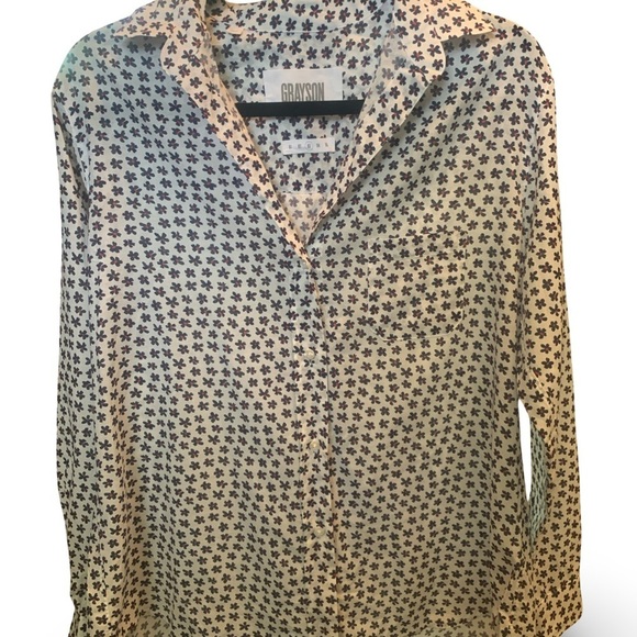 Anthropologie Grayson the Hero Women's Red Poppy Button-Up Blouse Size 03 - Picture 4 of 9